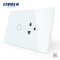 Soquete do interruptor do toque do padrão de Livolo US / AU com o painel de vidro branco VL-C9C1EAR-11 do cristal
